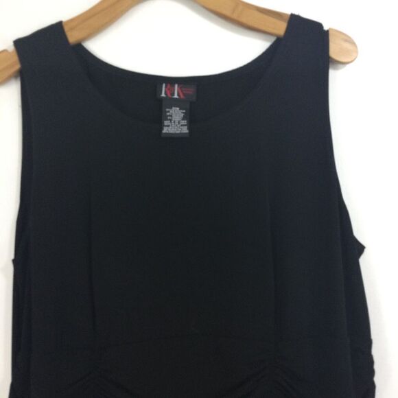 K&K Originals Womens Sleeveless Round Neck Ruched Waist Dress Solid Black 20W - Picture 2 of 6